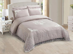 ENGLANCE 10 PC LACE  EMBROIDERED COMFORTER SET ( GREY )