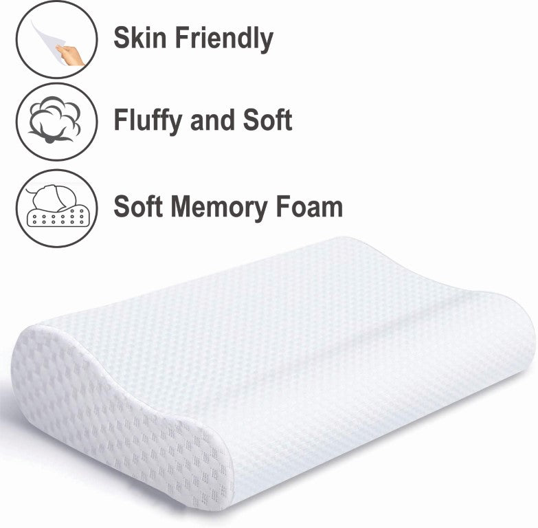 Englance Memory Foam Pillow Cervical Bed Pillow Orthopedic Contour Pillow for Sleeping Side Sleeper Shoulder Support Back Stomach (White)