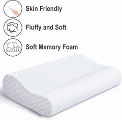 Englance Memory Foam Pillow Cervical Bed Pillow Orthopedic Contour Pillow for Sleeping Side Sleeper Shoulder Support Back Stomach (White)