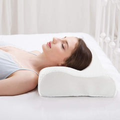 Englance Memory Foam Pillow Cervical Bed Pillow Orthopedic Contour Pillow for Sleeping Side Sleeper Shoulder Support Back Stomach (White)