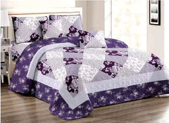 ENGLANCE 6 PC KING BEDSPREAD SET 100% MICRO POLYESTER  FABRIC ( gray + lavender )