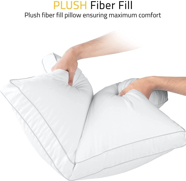 Englance Feather Touch Gusset Pillow - 100% Cotton 300 TC Piped Edge Microfiber Filling