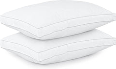 Englance Feather Touch Gusset Pillow - 100% Cotton 300 TC Piped Edge Microfiber Filling