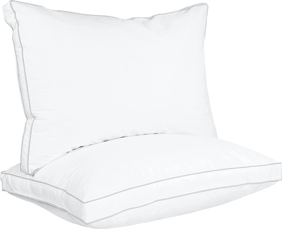 Englance Feather Touch Gusset Pillow - 100% Cotton 300 TC Piped Edge Microfiber Filling