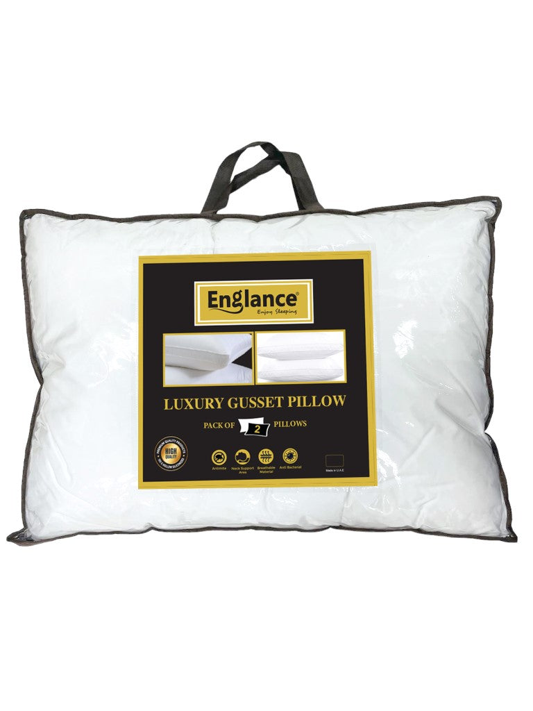 Englance Feather Touch Gusset Pillow - 100% Cotton 300 TC Piped Edge Microfiber Filling