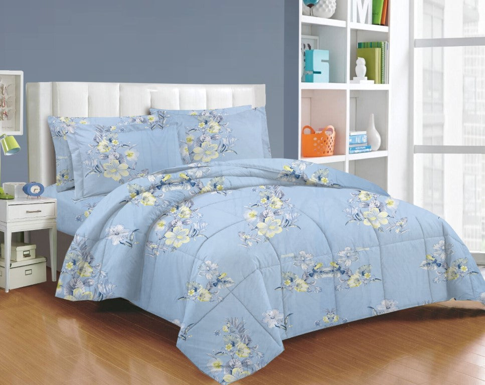 ENGLANCE 6 PC KING  180 TC COTTON COMFORTER SET. 100% COTTON FABRIC (  blue )