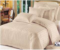 Luxurious 8-Pc King Comforter Set in Beige Color: 1 cm Stripe, 100% Micro Fabric, 125 GSM Thickness - 260x240 cm - Elegant & Cozy