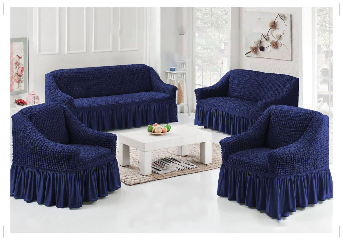 7 seater sofa cover set plain navy blue