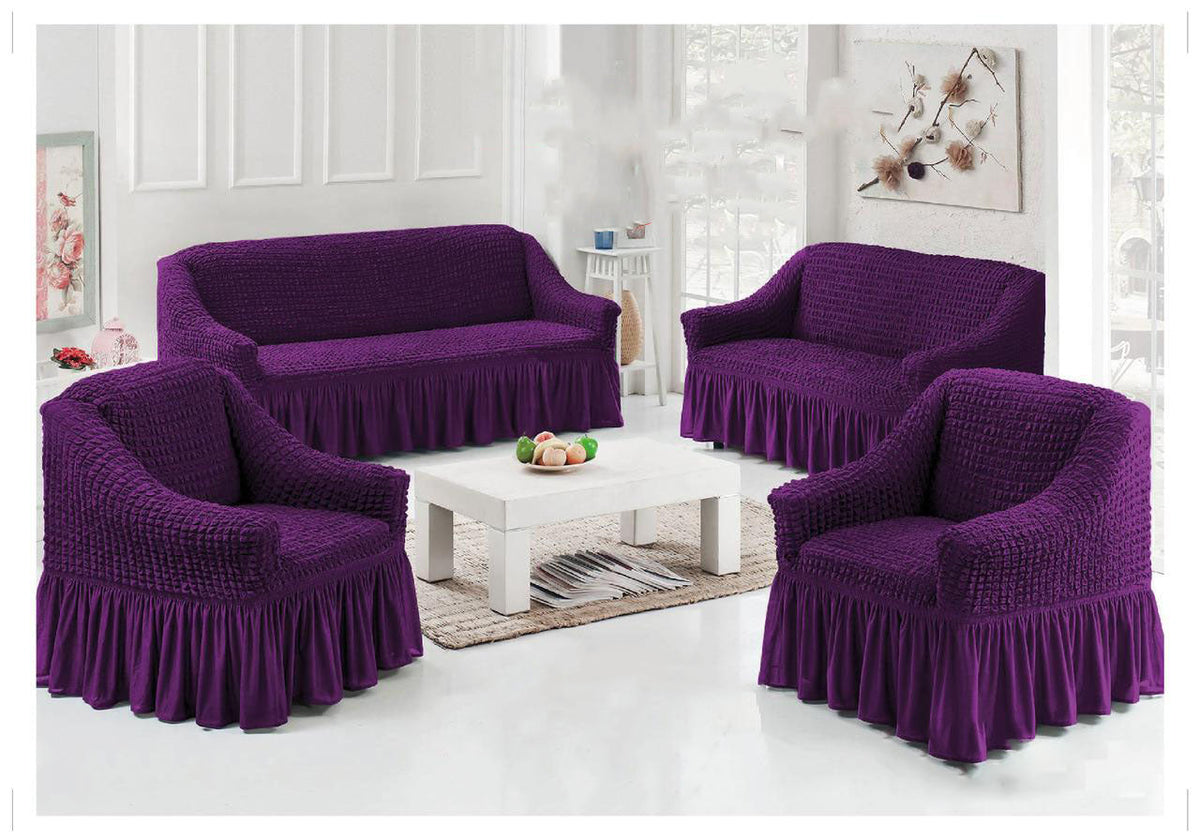 7 Seater sofa cover set plain VIOLET