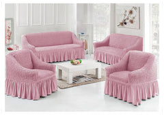 7 Seater sofa cover set plain LIGHT PINK