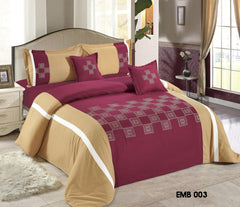 ROSELY 8 PC EMBROIDERED COMFORTER SET  ( maroon + beige )