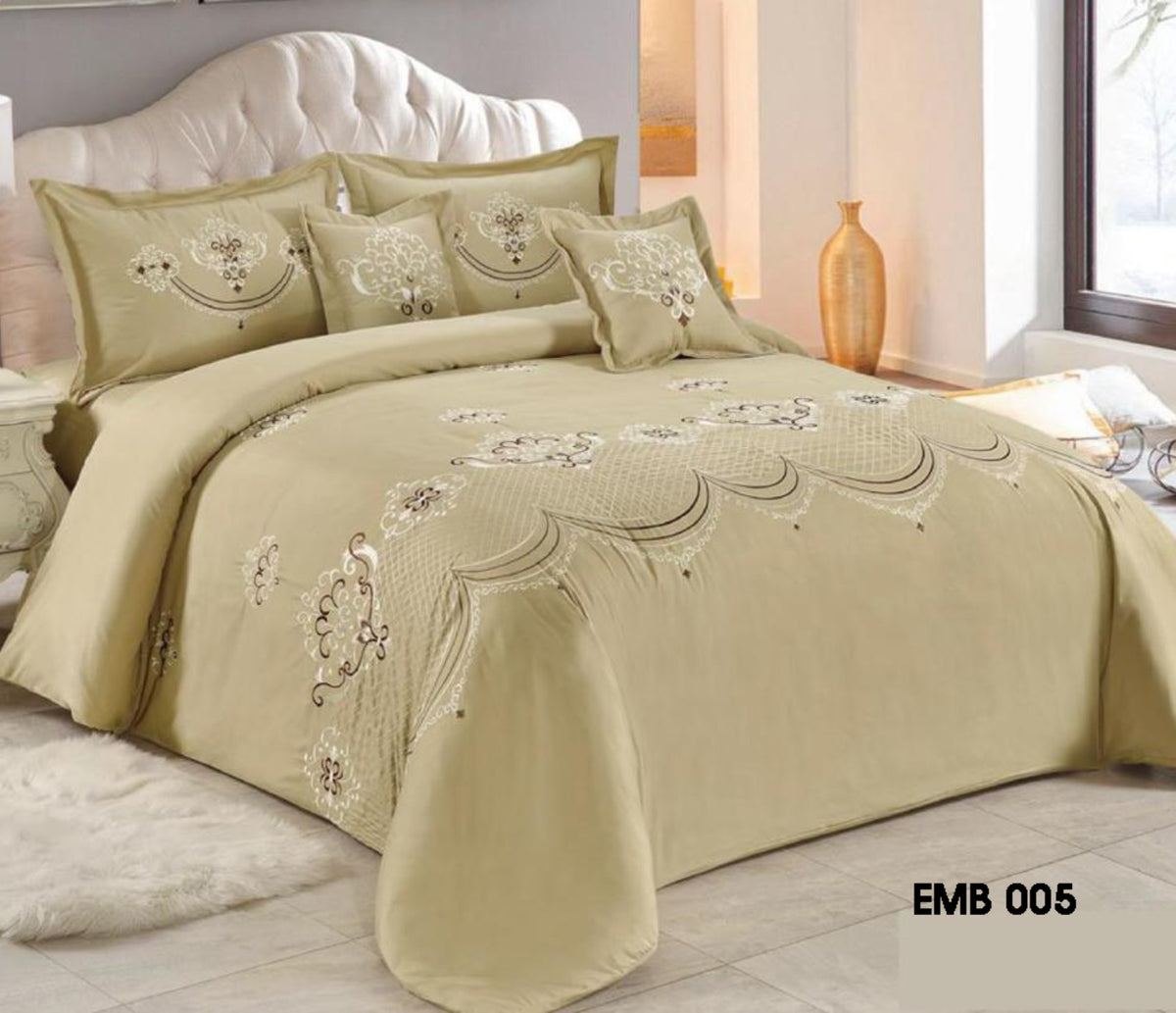 ROSELY 8 PC EMBROIDERED COMFORTER SET ( Beige )