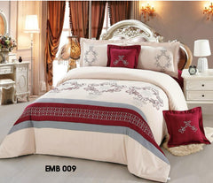 ROSELY 8 PC EMBROIDERED COMFORTER SET (cream + red )