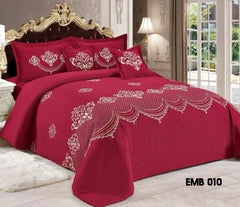 ROSELY 8 PC EMBROIDERED COMFORTER SET ( red )