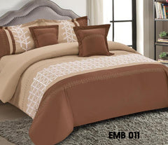 ROSELY 8 PC EMBROIDERED COMFORTER SET ( brown + beige )