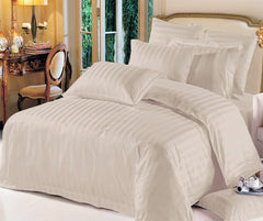 Luxurious 8-Pc King Comforter Set in Beige Color: 1 cm Stripe, 100% Micro Fabric, 125 GSM Thickness - 260x240 cm - Elegant & Cozy